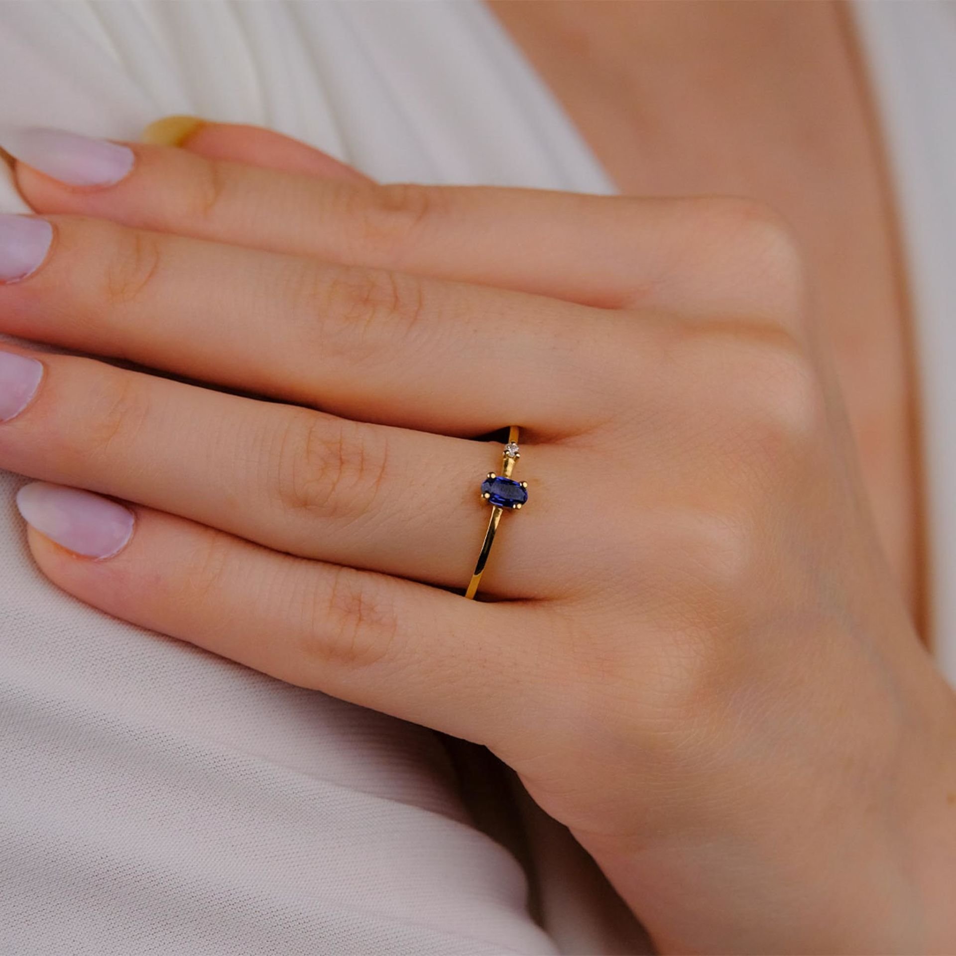 0,34 Karat Safir Rose Pırlanta Yüzük