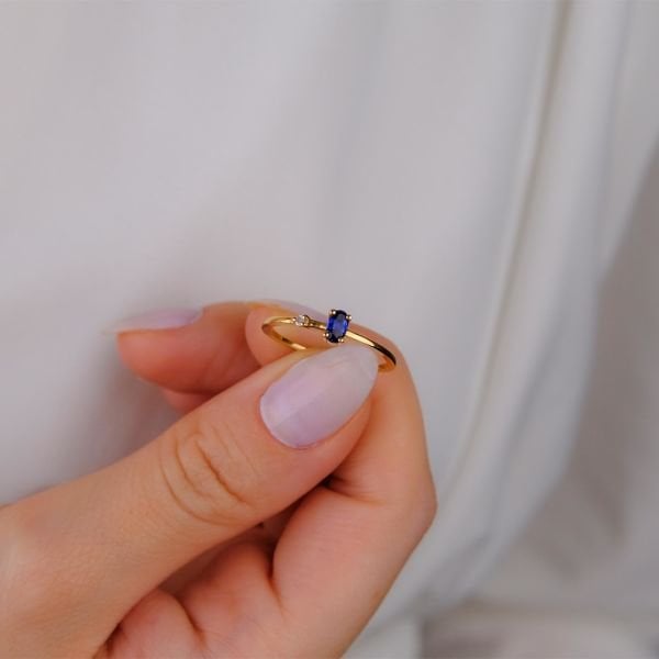 0,34 Karat Safir Rose Pırlanta Yüzük