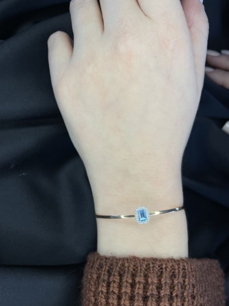 Pırlanta Mavi Topaz Baget Kelepçe