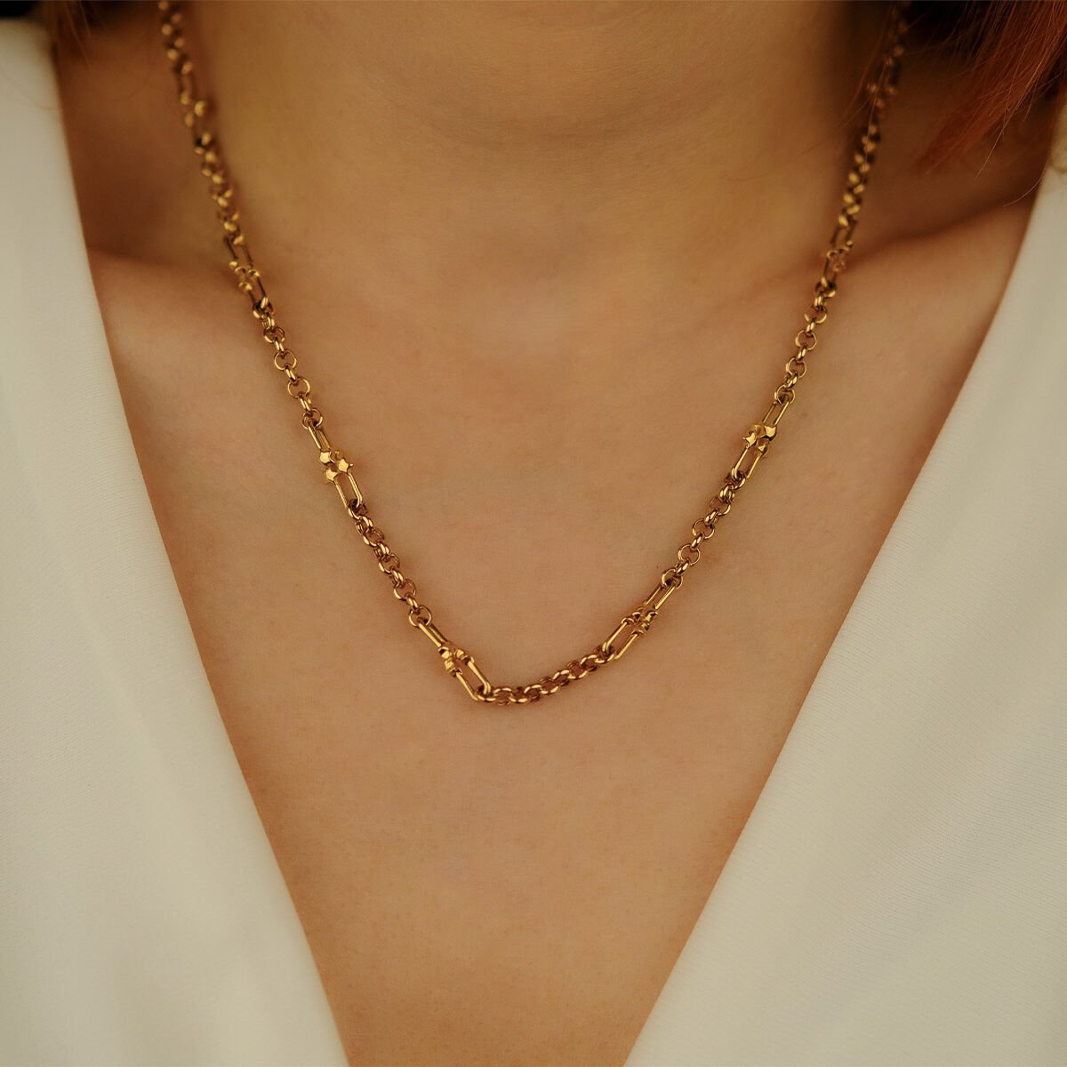 Tasarım Zincir Kolye 14 Ayar