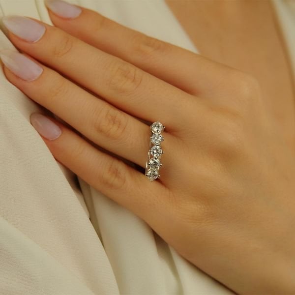 Zarif Tasarım Beştaş Sarı Beyaz Altın Yüzük 14 Ayar